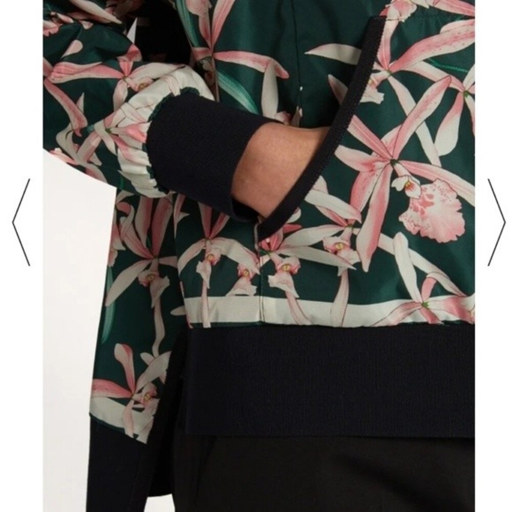 Moncler Womens Green Floral Feminine Edgy Luxury Oversized Windbreaker Size 2 - Picture 4 of 4